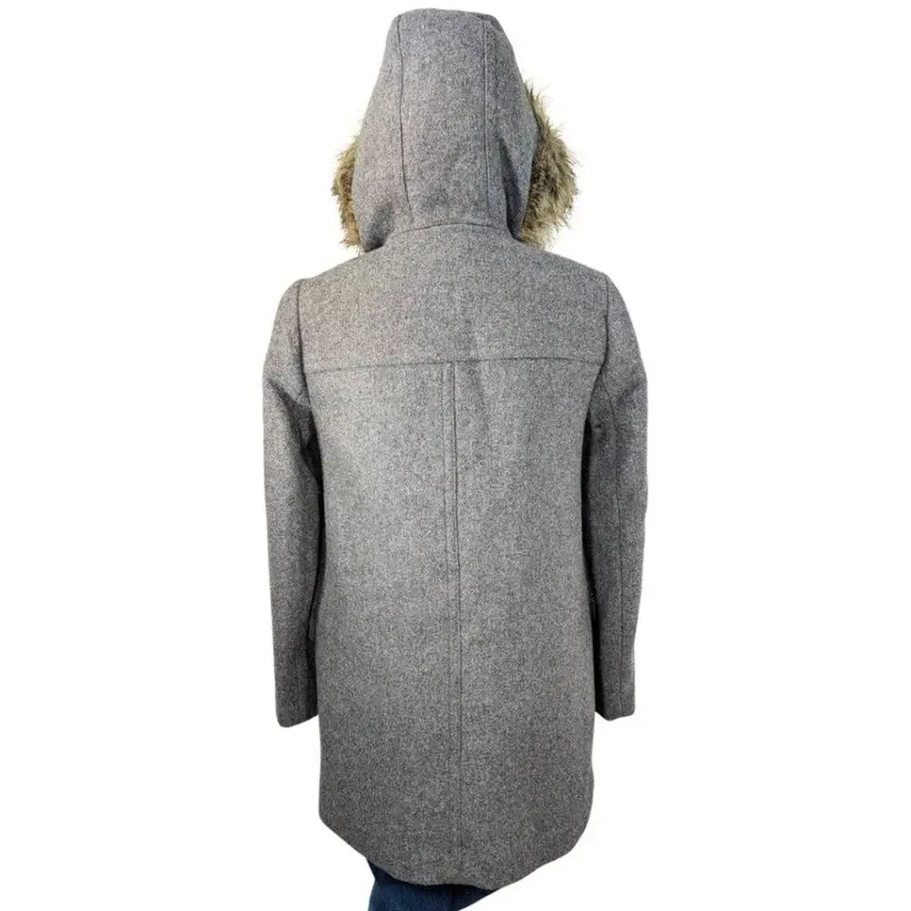 J.Crew Mercantile 00 Heathered Gray Vail Park Wool Blend Hooded Winter Coat - Picture 2 of 9
